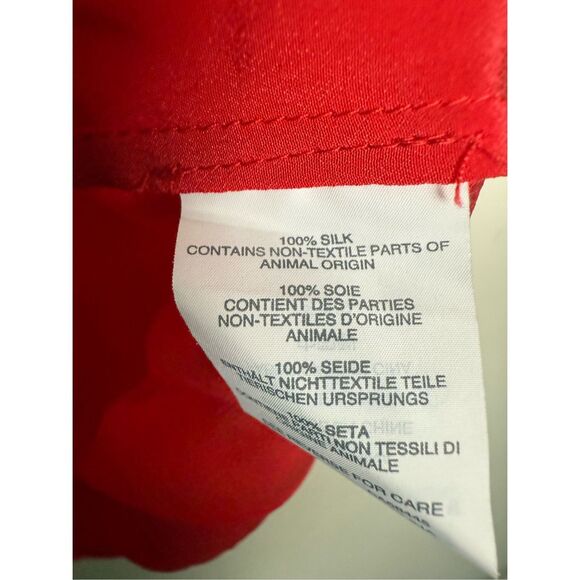 J. Crew Red ‘Drapey V-Neck 100% Silk Long Sleeve Blouse’ Size 6 Colorful Valenti - Picture 3 of 5